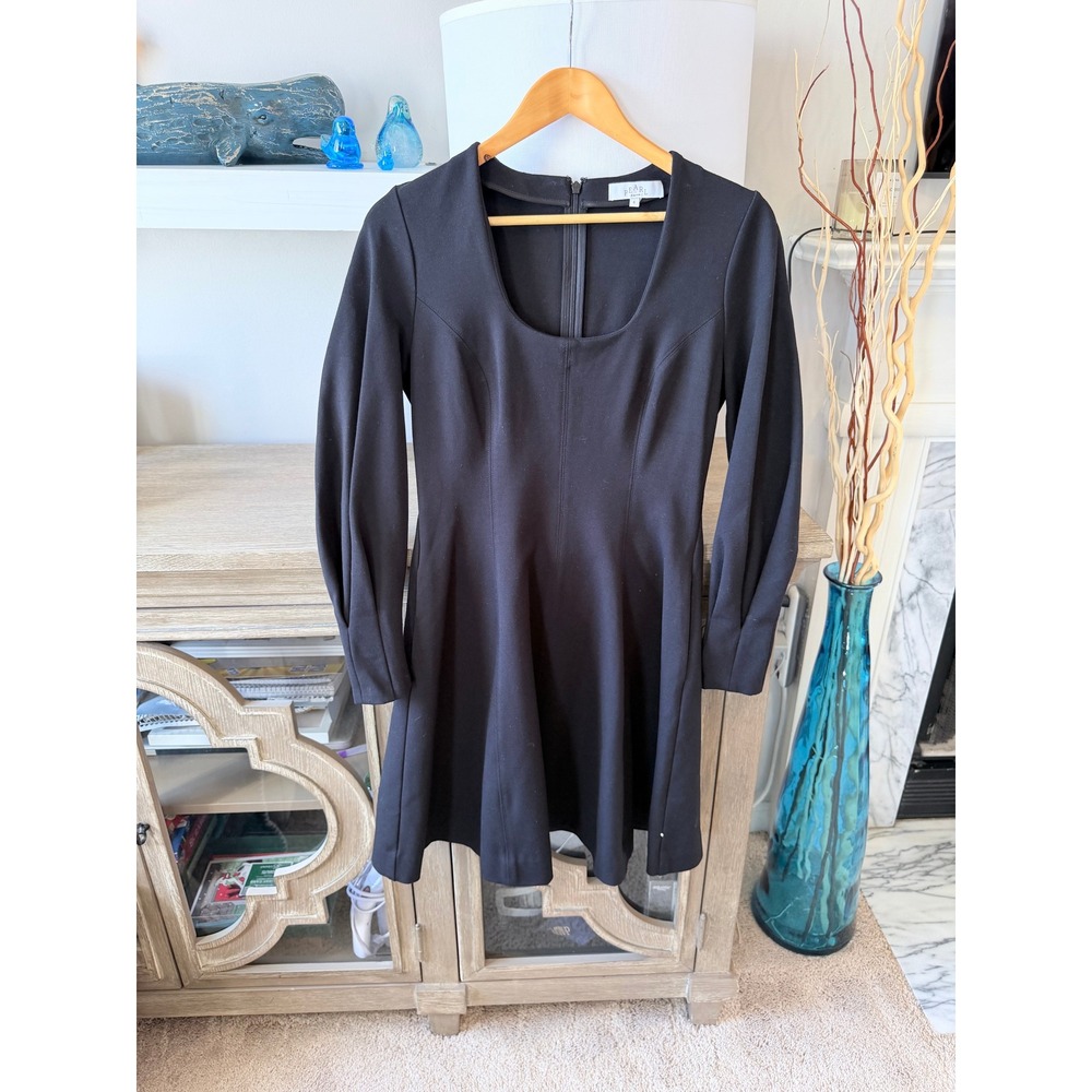 Pearl by Lela Rose Fit and Flare Dress Women Black Size 4 Long Sleeve LBD